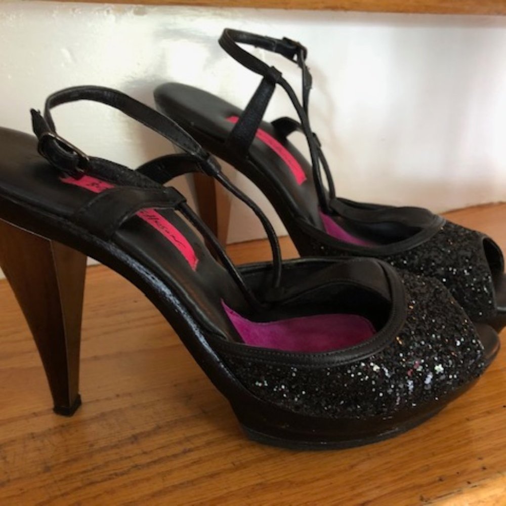 Betsey Johnson Cindy T-Strap Glitter Polly Shoes